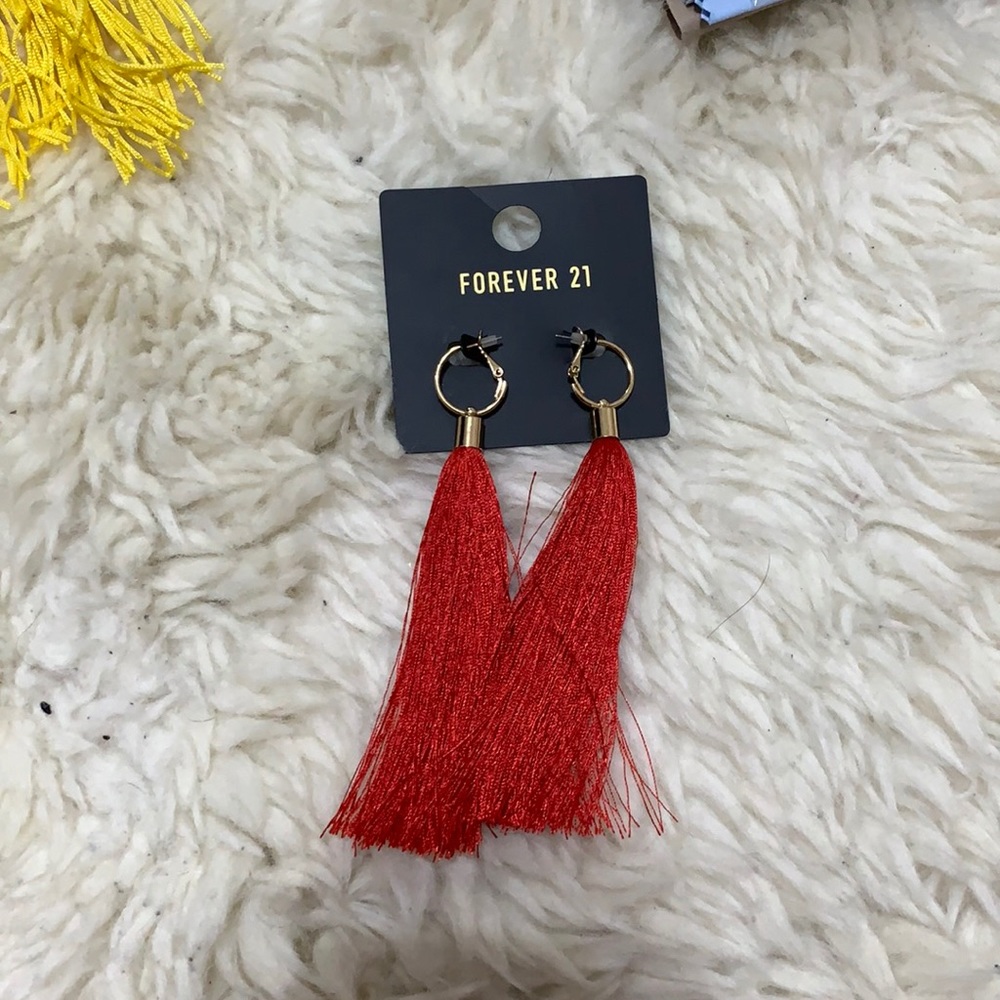 Red tassel earrings